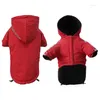 Abbigliamento per cani Cappotto autunnale Impermeabile Viso invernale Pet con cappuccio I vestiti per gatti in cotone Giacca per cani caldi di piccola taglia riflettente