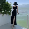 Dames badmode zomerjurk sexy backless verbandschema schema ontwerp sense little black noble robe feest banket strand strand