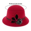 Berets 2023 Wool Ladies Bucket Hat Middle Aged And Elderly Fedoras Cap Flower Jazz Warm Fashion Women Dome Bow Bowler