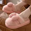 Slippers Lovely Winter Boots Home For Women Plush Velvet Snow Boot Keep Warm Platform Cotton Shoes Bow Tie Indoor Slipper