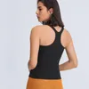 Aktiva skjortor Kvinnor Slim Fitness Tank med Pads Logo Elastic Yoga Croped Plus Size Workout Tops Female Suring Gym Clothes Sportwear