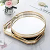 Dishes Plates Metal Decorative Tray Makeup Organizer Box Jewelry Display Home Mirror Fruit Snack Candy Dish Tea Table Storage 231216