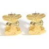 Oorringen AENSOA Patroon Overdreven Bloemen Roestvrij Staal 18K Goud PVD Plated Hoops Earring Mode Dames Sieraden