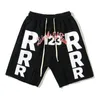 RRR123 Outono/Inverno Novo logotipo grande faca corte calça bainha shorts OS cordão casual Jerry