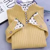 Dames Truien Mode Elegante Polka Dot Gesplitst Effen Herfst Winter Kleding Slanke All-Match Half Hoge Kraag Gebreide Tops