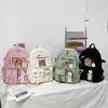 Sacos escolares Estudante universitário mochila moda viagem bookbags com pingente de pelúcia pino bonito kawaii grande capacidade estilo japonês para férias