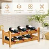 Zamortyzowane stojaki na wino Uchwyt do butelek Naturalny 2 -Tier Bamboo Rack 12 butelek Wyświetlacz Storage Shelf Kitchen Dave Careware 231216