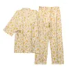 Vêtements ethniques Floral Kimono Pajamas Pure Coton Day Series Shew Sleeve Sorme à la maison Vêtements de sommeil Air Climatisation Sweat mince