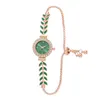 Montre à Quartz pour femmes, Bracelet à feuilles réglables sans diamant, de haute qualité, à la mode