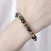 Länkarmband naturligt kokosnötskal armband homme svart matt sten pärlspärrmän