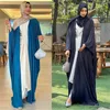 Vêtements ethniques Femmes musulmanes Ouvert Abaya Cardigan Maxi Robe Plissée Dubaï Eid Party Kimono Bat Manches Lâche Kaftan Maroc Jalabiya Robe