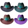 Beanie Skull Caps Western Cowboyhoed Gekruld Paar Sombrero hombre Jazz Fedora Band Koe Mannen en Vrouwen 231216