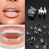 Gold & White Gold Iced Out A-Z Custom Letter Grillz Full Diamond Teeth DIY Fang Grills Bottom Tooth Cap Hip Hop Dental Mouth Teeth215z