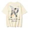 23SS R Angel Cloud Printing Niche Street Brand American High Street同じ段落の男性と女性のための緩いショートスリーブのTシャツ。