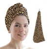 Asciugamano con stampa leopardata Cheetah Art Berretto per capelli ad asciugatura rapida Cappello per asciugatura da ragazza Bagno in microfibra asciutto