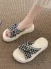 Slippers Platform Flat Shoes Female Luxury Slides Slipers Women Designer 2023 PU Fabric Rubber Flip Flops