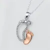 Pendant Necklaces Crystal Big Small Feet Pendants Mom Baby Monther's Day Gift Jewelry Simple Charm Chain Neckless251f