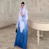 Vêtements ethniques 2PC Satin Ouvert Abaya Kimono Cardigan avec robe intérieure Ensemble pour femmes musulmanes Eid Soirée Robes Dubaï Kaftan Islamique