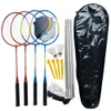 Raquetes de Badminton Esportes Conjunto de Badminton 4 PCS Raquetes de Badminton 2 Peteca Bolas Birdies Net Enquetes Ajustáveis Praia Quintal Combo Set Jogos 231216