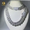 Zuanfa Nieuwe Collectie 18mm 22mm Maanvorm Baguette Moissanite Cubaanse Link Chain Ice Out Sterling Zilver Miami collier