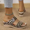 Slippers Wedges Platform Women Chunky High Heels Shoes 2023 Summer Leopard Sandals Pumps Slingback Casual Flip Flops Slides