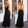 Elegant Maxi Dress with Crossed Back Straps and Multilayered Design