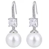 Dingle örhängen smycken xuye koppar bas guldpläterad pärla vit grå runda pärlor dangler koreansk stil kristall drop örhänge gåvor