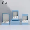 Jewelry Boxes Oirlv Fashion Blue Leather Jewelry Organizer Wedding Ring Box Pendant Bracelet Necklace Storage Case Gift Packaging Display Box 231216