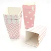 Present Wrap 36pcs/Lot Pink Dot Wave Randig papper Popcorn Box Candy Sanck Favor Bag Xmas Wedding Kid Birthday