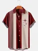 Camisas casuais masculinas design de cor sólida 3d impressão listrado gráfico simples manga curta camisetas streetwear solto havaiano