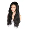 130% Density Natural Black Color Virgin Brazilian Cuticle Aligned Wavy Human Hair Full Lace Front Wig