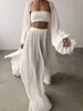 Women's Pants 3 Piece Set Casual Women Cotton Korean Y2K Summer Harajuku High Waist Streetwear Wide Leg Trousers