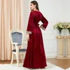 Vêtements ethniques Dubaï Turquie Femmes Abaya V-Cou Manches longues Robe musulmane Robe de velours côtelé brodée Robes élégantes