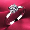 18K Classic 1 2CT White Gold Plated Large Cz Diamond Rings Top Design 4 Prong Bridal Wedding Ring for Women270o