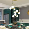 Iron Art Globe Chandelier Gold Black Glass Abrampocista de vidro para sala de jantar Teto Lâmpada de lâmpada de lâmpada Cozinha suspensa Design de brilho