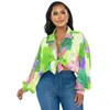 Женские блузки MOOVOOK, весна 2023, летняя мода, кардиган с длинными рукавами и отворотами, свободная повседневная и удобная рубашка с растительным цветочным принтом