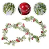 Flores decorativas Guirnaldas navideñas de ratán para puerta principal Adorno de Pvc de vid de bayas y frutos rojos