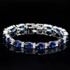 Victoria Luxury Jewelry Brand New 925 Sterling Silver Oval Cut Blue Sapphire CZ Diamond Ruby Populaire Femmes Bracelet De Mariage Pour Lo257e