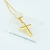 Pendanthalsband 2 Style Womens Mens Smooth/Jesus Cross Yellow Gold Color Valfritt halsband 43-60cm