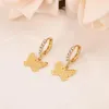 Women Drop Dangle arring 22k 23k 24k Thai Baht Fashion Gold GF CZ Charms Jewelry Butterfly Vintage278S