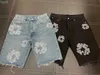 Мужские джинсы 2023 Роскошные дизайнерские шорты Jean Flower Diamond Джинсовые шорты Slim Street