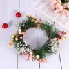 Decorative Flowers Coronas Para Puertas De Entrada Red Fruit Front Door Wreaths Wooden Artificial Garland