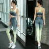 Kvinnors tvåbitar byxor Fashion Gradient Yoga Suit Booty Lyft Tight and Pleasant Cool Vest Quick-Torking Sportswear Set