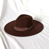 Berets Women Wide Brim Felt Panama Hat Sun Protection Vintage Bowknot Wool Western Hats For Wedding Party Performance