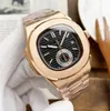 Nowe przybycie luksusowe zegarek Nowy automatyczny Nau Tilus 5980/1R Black Dial 18KT Rose Gold męskie zegarki męskie A065