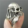 3pcs / lot nouveauté lourd fantôme crâne anneau en acier inoxydable 316L bijoux de mode bande fête crâne cool homme ring239g