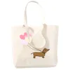 Alışveriş çantaları Dachshund Teckel Komik Sevimli Köpek Hayvan Çantaları Özel Tuval Tote Çanta Günlük Kullanım Yeniden Kullanılabilir Seyahat Gündelik