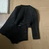 Kvinnors shorts Autumn Black Tweed Two Piece Passar Women Korean Fashion Luxury Long Sleeve Sequined Jacket 2 PCS Matching Set