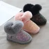 Boots Sparkly Ankle For Born Baby Girls Winter Plush Warm Snow Infant Toddlers Glitter Party Princess Shoes Christmas