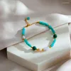 Charmarmband 2023 Fashion Jewelry Bohemian Baroque Pearl Natural Stone Bangles for Women Crystal rostfritt stålarmband